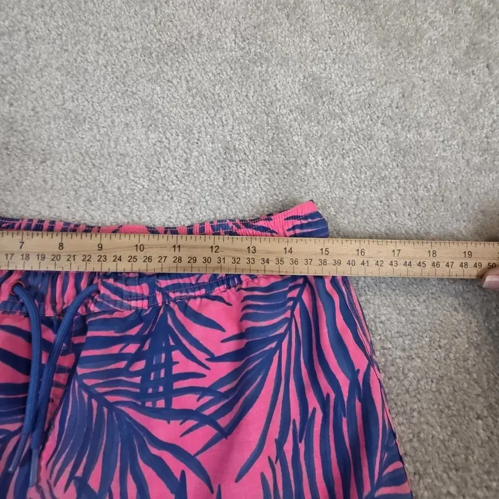 Vineyard Vines Mens Swim Trunks XL Pink Blue Tropical Mesh Lined 6 Inch Inseam